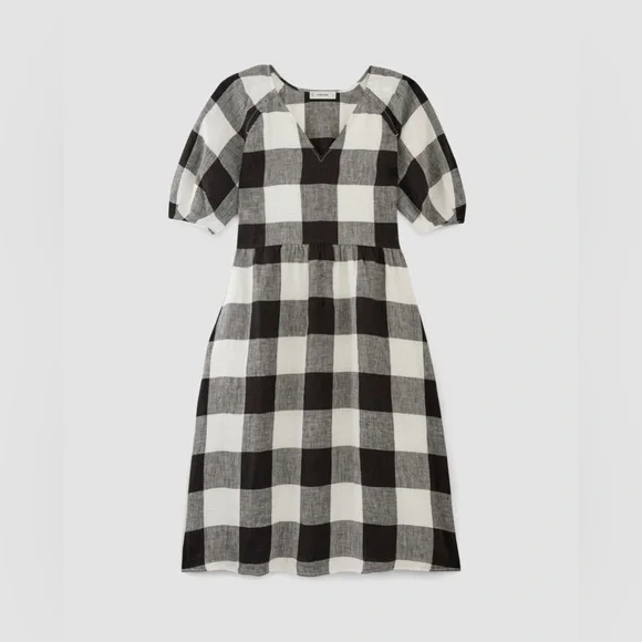 Everlane The Linen Oversized Puff Sleeve - Gingham (S) - Picture 6 of 13
